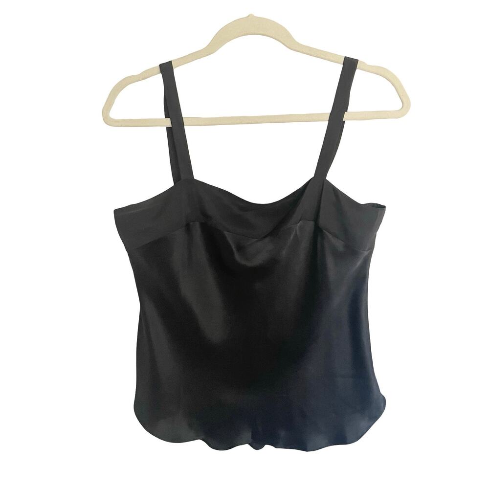 Silkscreen Black 100% Silk Cami Tank Sz M Coquette Dark Feminine Sultry Festival